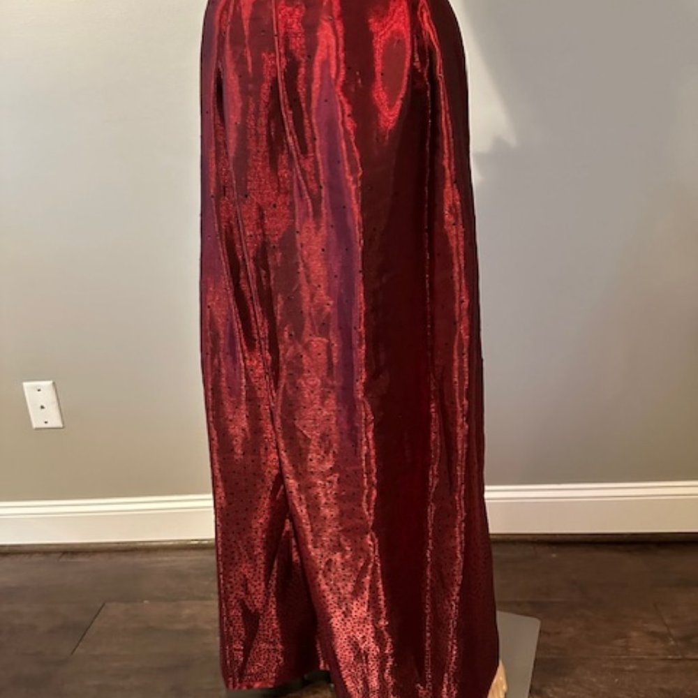 VIRGO BURGUNDY MAXI SKIRT WITH BLACK SEQUINS